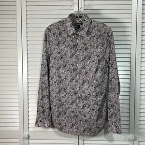 Express Flower Pattern Long Sleeve Extra Slim Mens Shirt S/P